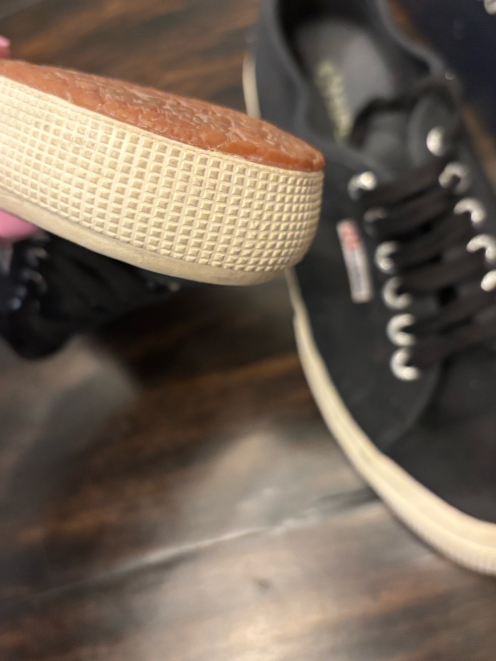 Superga Black Canvas Low-Top Sneakers with Off-White Sole Men’s size 8 - Picture 4 of 8